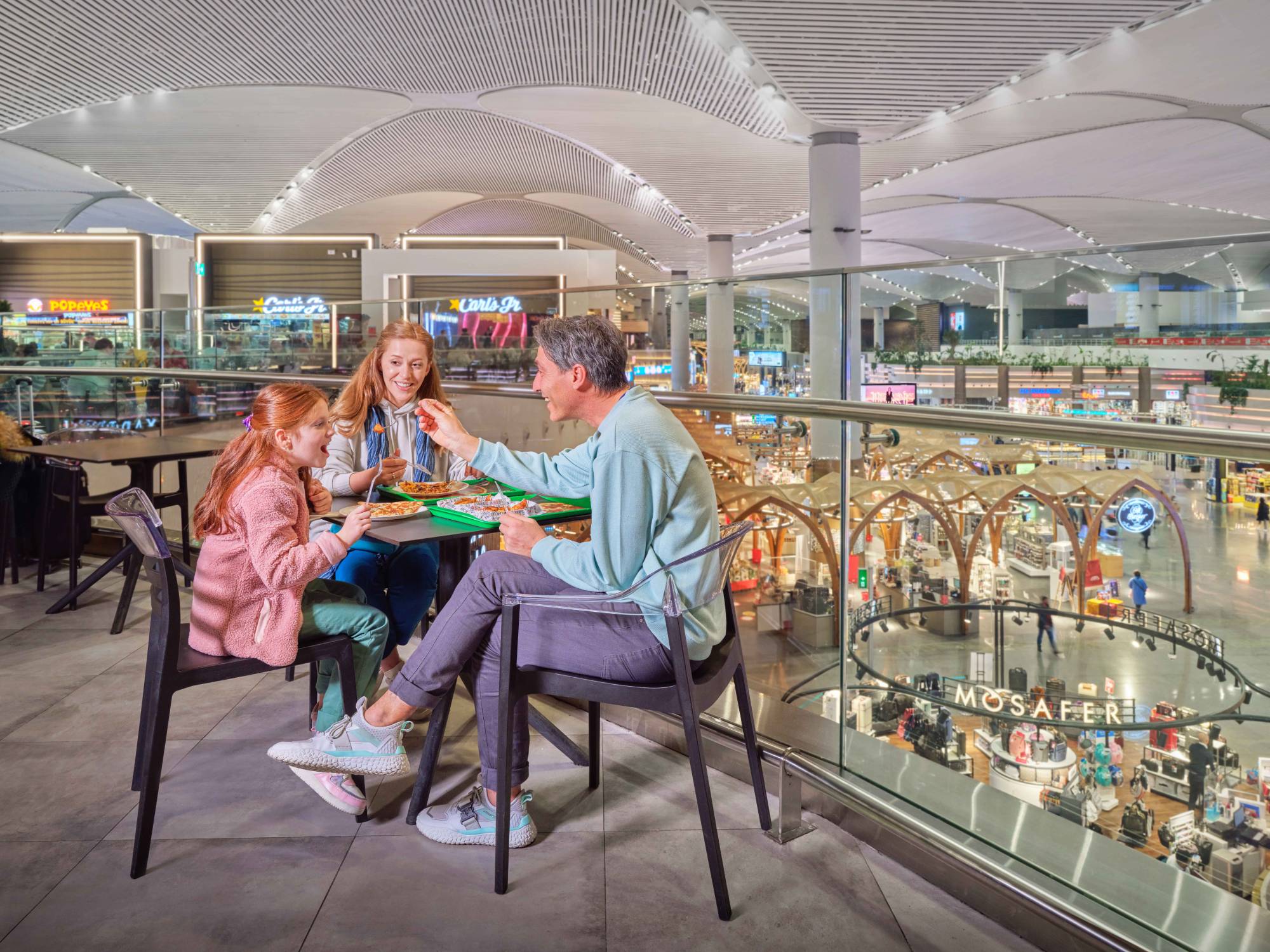 family eating at istanbul airport