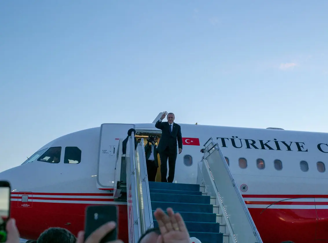 president recep tayyip erdoğan, who made his first landing with the tc-ank aircraft, descends from the stairs of the aircraft.