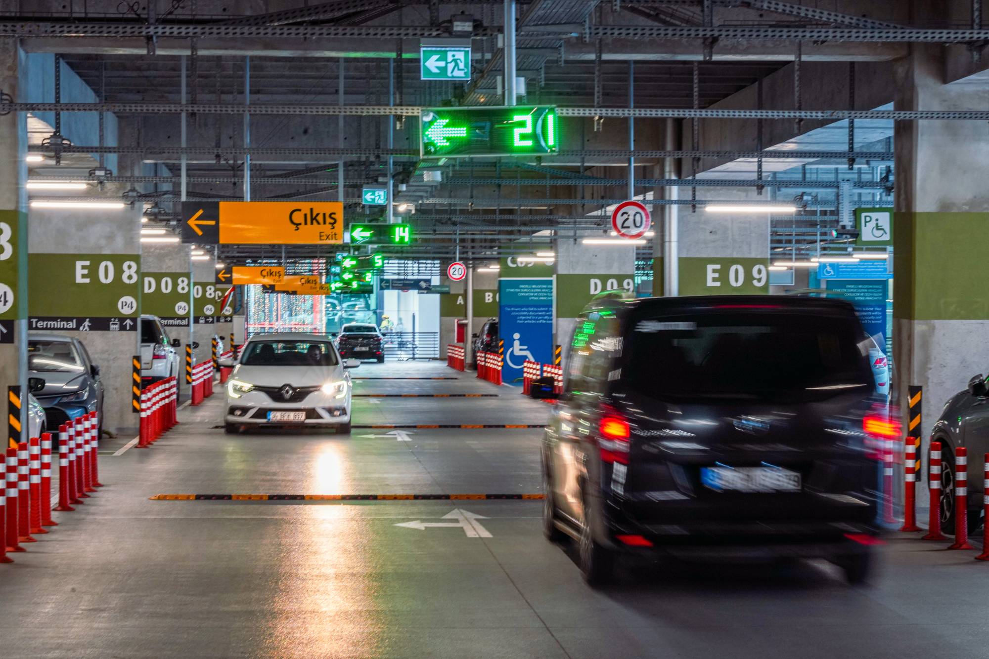 two vehicles in the parking lot
