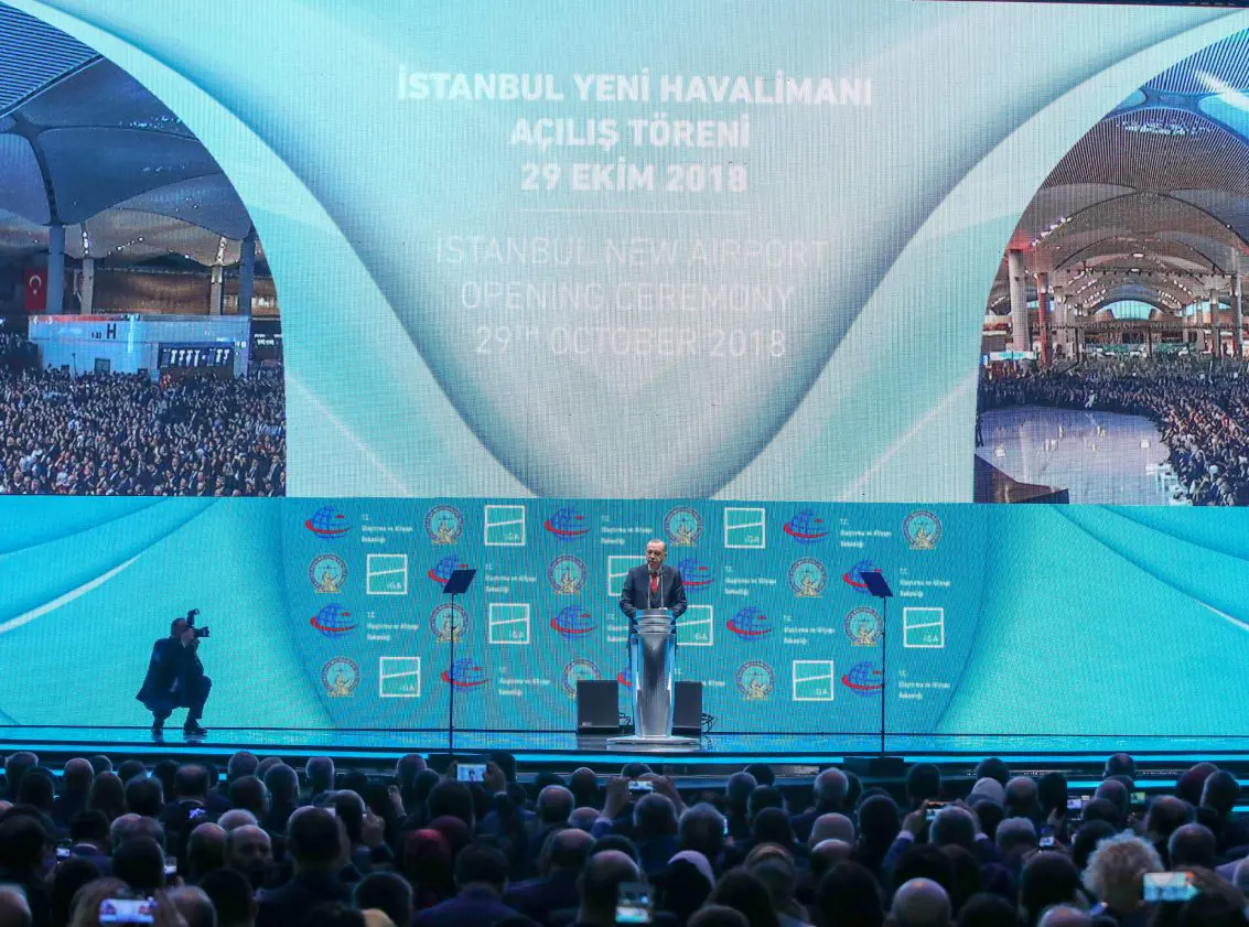 president recep tayyip erdogan at the opening ceremony of istanbul airport