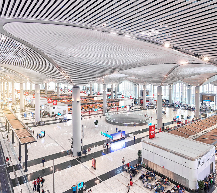 airport entrance and checkin areas from above